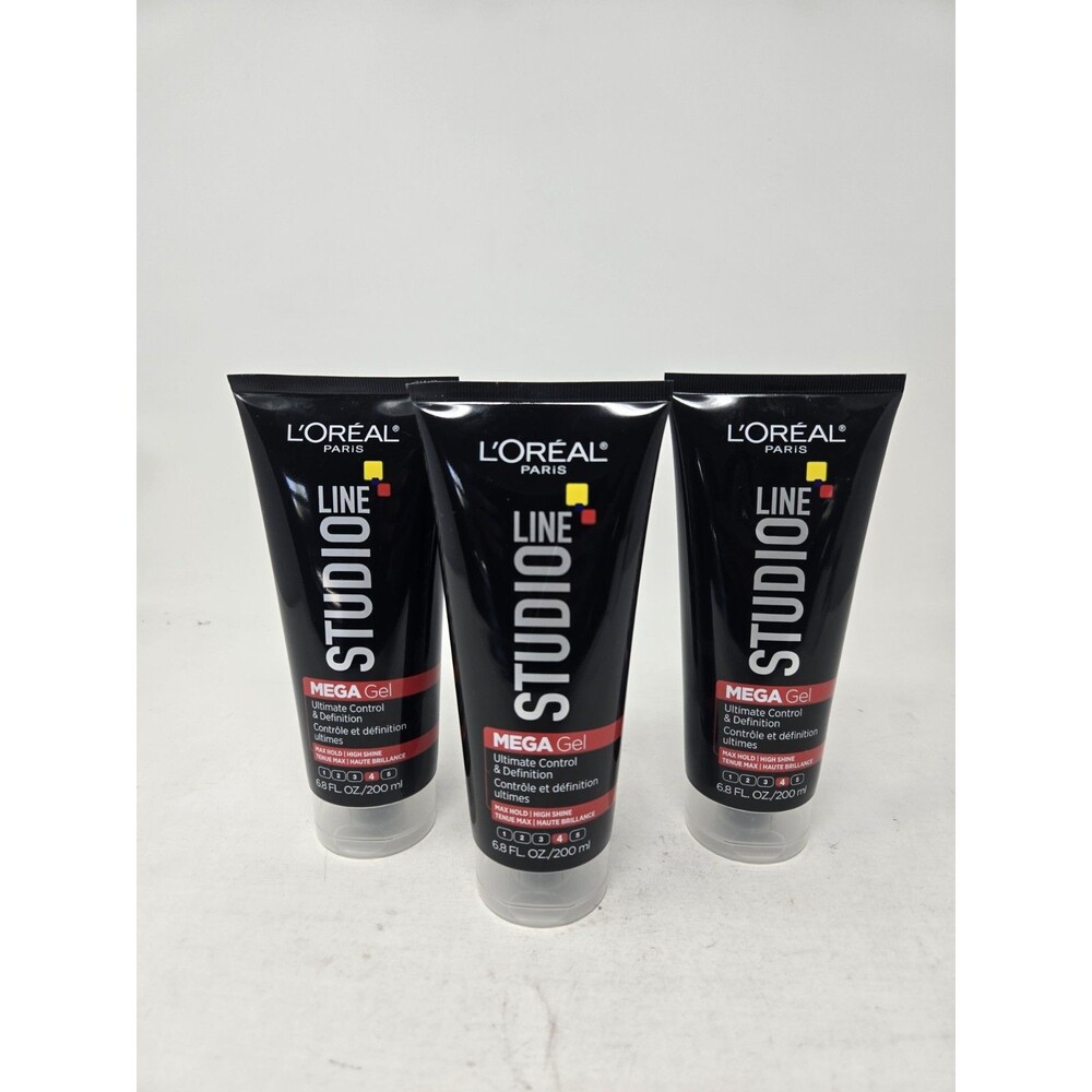 3 PACK L'Oreal Paris Studio Line Mega Gel for Max Hold, 6.8 fl oz